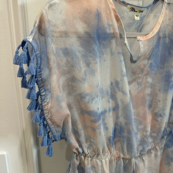 NWOT Kids sheer Tie-Dye beach Dress/coverup with Tassels. Size L - Picture 14 of 15